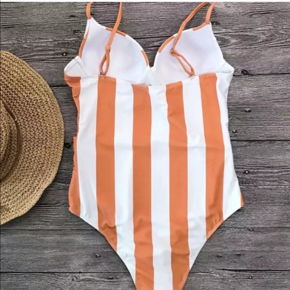 Orange Striped Swimsuit - Picture 3 of 4